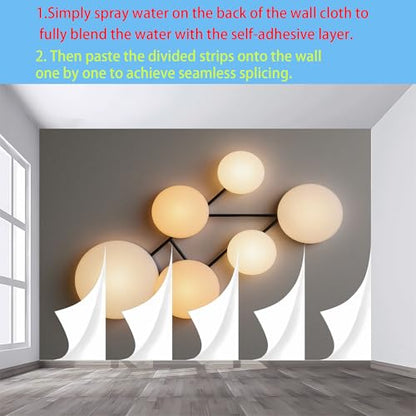 Custom Size 3D Printed Wall Mural， Modern Geometric Spheres Light Shape Minimalist Abstract Design，SelfAdhesive Art Prints wall Fabric (No PVC) Removable Wallpaper for Home Decor