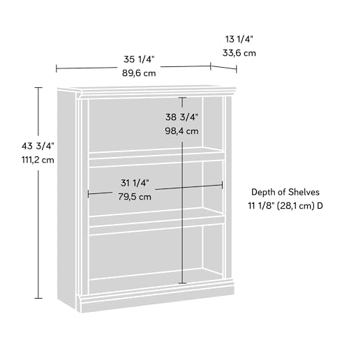 Sauder 3 Tier Book Shelf Wooden Bookcase Multipurpose Bookshelf for Home Office, Living Room, in Glacier Oak - color: Glacier Oak