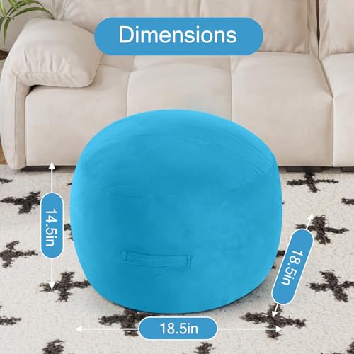 MeMoreCool Round Pouf Ottoman Foot Rest 20x15 Inches, Blue | Blue Round Pouf Footstool, Soft Foam Stuffed Circle Foot Rest for Living Room Bedroom - color: Striped Blue