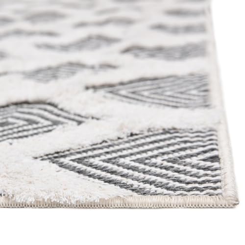 Rugs.com - Sabrina Soto Casa Rug – 12 Ft Runner Anthracite Gray Cotton Textured Runner – Modern Geometric Design for Hallways and Entryways - color: Anthracite Gray, size: 2'7" x 12' (Runner)