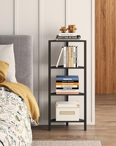 TUTOTAK Corner Shelf, 4-Tier Corner Bookshelf for Small Space | Narrow Display Corner Shelf Stand with Storage Rack, for Living Room, Bedroom, Black BS05BK004 - color: Black, size: 4-Tier Ordinary