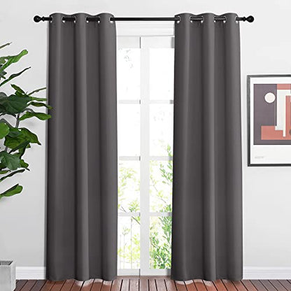 NICETOWN Blackout Window Curtains 84 inch Long - Grommet Top Room Darkening Thermal Insulated Solid Vertical Drapes for Bedroom/Kid Room (2 Panels, 37 x 84 Inch, Grey) - color: Grey, size: 37"W x 84"L (Pack of 2)