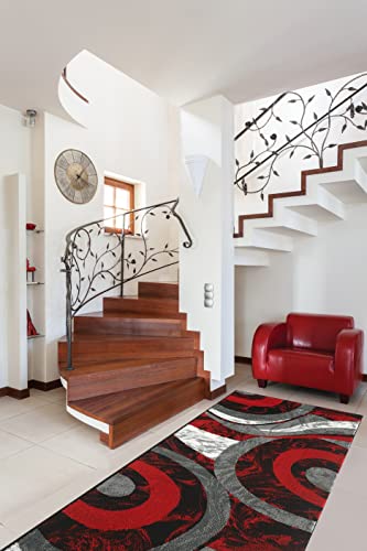 Yafa Home Fashion Modern Contemporary Swirls Design Area Rug, Luxurious, Elegant, and Fashionable Area Rug (Red, 2 ft X 7 ft) - color: Red, size: 7' x 2' (Rectangular)
