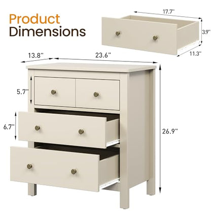 RoyalCraft 3 Drawer Nightstand, 27'' Wood Bedside Table with Storage Drawers, Modern Bedroom Storage Cabinet for Entryway, Hallway, Beige - color: Beige