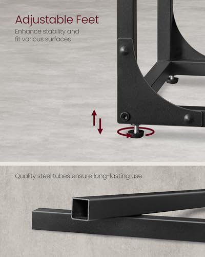 VASAGLE C-Shaped End Table, Small Sofa Side Table with Metal Frame | for Couch, Living Room, Bedroom, Bedside, Misty Gray and Black, BARNET Collection ULET350B68 - color: Misty Gray + Black