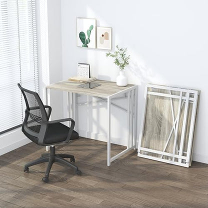 Lutown-Teen Small Folding Desk 32 Inch, Beige | No Assembly Required Small Office Desk, Writing Gaming Computer Camping Desk for Small Spaces - color: Beige, size: 32 Inch