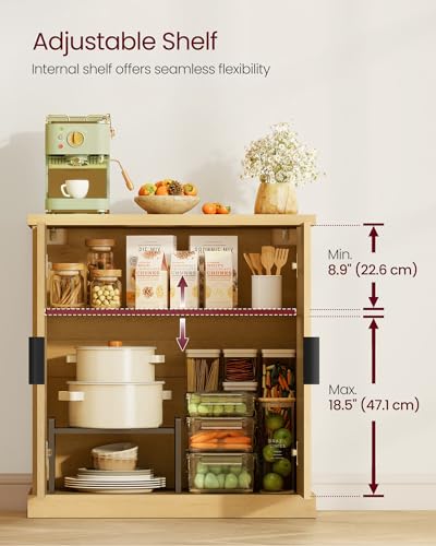 VASAGLE MAXE Collection - Buffet Cabinet Set of 2, Fluted Console Cabinet, Sideboard with Adjustable Shelf, Mid Century Modern Buffet Table, 15.8 x 29.9 x 31.5 Inches, Oak Beige UZH2505001 - color: Oak Beige, size: 29.9"W, style: 2 Pack