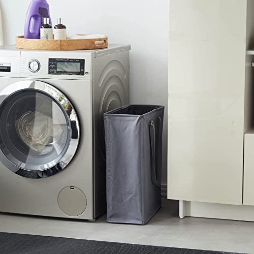 45L Slim Laundry Hamper with Adjustable Long Handles & Mesh Top, Grey | Small Laundry Baskets with Mesh Top, Narrow Dirty Clothes Hamper for Bedroom, Closet, and Bathroom - color: Gray, size: 45L