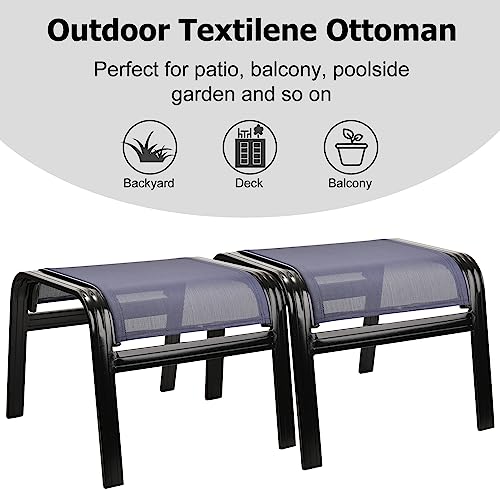 Deiguifei Outdoor Footstools Patio Ottoman All Weather Aluminum Indoor Outdoor Small Seat Foot Rest 2 Set Navy Blue - color: 2 Pieses-navy Blue