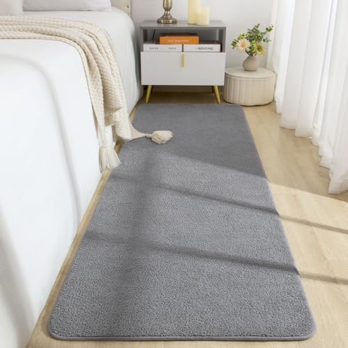 BENRON Soft Runner Rugs for Bedroom Hallway 2x6, Non Slip Washable, Grey | Minimalist, Low Pile, Long Runners for Kitchen Laundry Dorm, Kids Room - color: Grey, size: 2' x 6' (Runner)