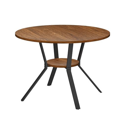 Wildhome Round Dining Table for 2-4, 43 Inch Dining Room Kitchen Table with 1-Tier Storage Shelf, Modern Farmhouse Dinner Furniture with Adjustable feet,Oval Circle (43in-Walnut) - color: 43in-air-walnut