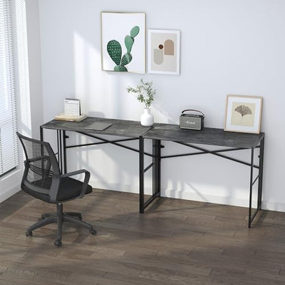 Lutown-Teen Narrow Folding Computer Desk 35 inch, Grey | Writing Gaming Computer Desk for Small Spaces, No Assembly Required Small Office Table - color: Grey, size: 35 Inch