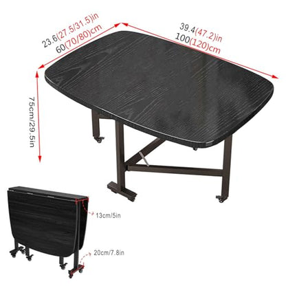 Multifunction Table Drop Leaf Dining Table, Foldable Kitchen Table Multifunction Space Saving Table For Dining Room Home Office, Easy To Fold And Unfold, Multifunction Expandable Table(Black,100x60x75 - color: Black, size: 100x60x75cm