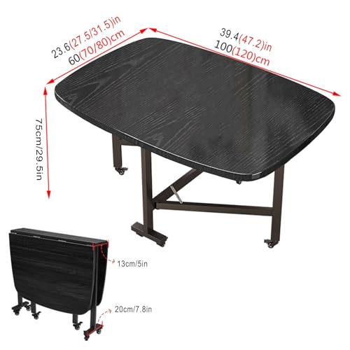 Multifunction Table Drop Leaf Dining Table, Foldable Kitchen Table Multifunction Space Saving Table For Dining Room Home Office, Easy To Fold And Unfold, Multifunction Expandable Table(Black,120x80x75 - color: Black, size: 120x80x75cm
