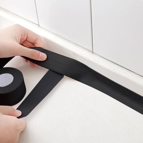 Black Caulk Tape Waterproof Self Adhesive Peel & Stick Sealing Strip for Kitchen Countertop Sink Backsplash Bathtub Floor Toilet Vinyl Tile Bathroom Decor, Better Than Silicone Sealant Caulking Tube - style: Black-1.5IN-10.5FT