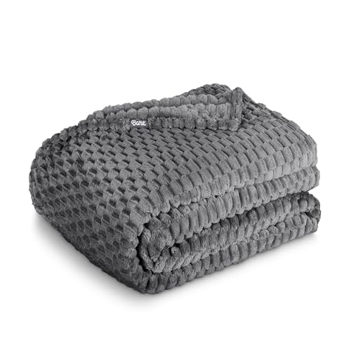 Bare Home Fleece Blanket Luxury Microplush (Full/Queen, Waffle Grey) | Ultra-Soft Lightweight Blanket for Bed, Sofa, and Couch, Cozy & Warm Blanket - color: 32 - Waffle Grey, size: Full/Queen
