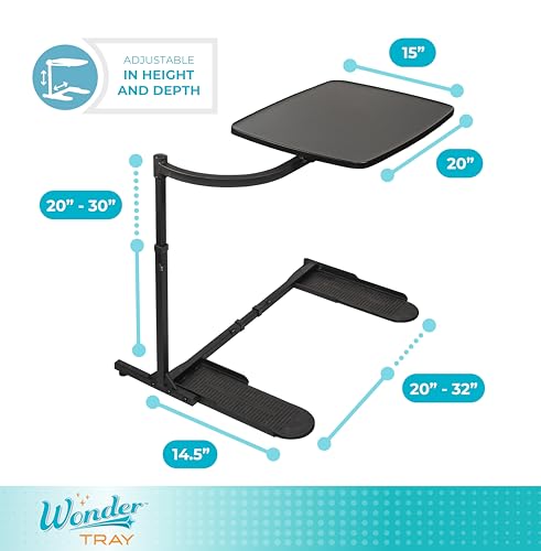 Stander Wonder Tray, Adjustable Swivel Table, Large Laptop Stand, Couch Desk, Side Tables & Gaming Bench, TV-Trays for Eating on Couches, Chairs, Recliners, Black - color: Black, size: Large