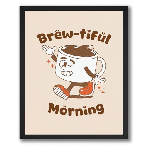 ALPINE INK CO. Coffee Art Print - Brewtiful Morning Cartoon Illustration - Cute Retro Humor Style - Kitchen Coffee Bar Wall Decor - 8x10 Unframed Print - color: Style-07, size: 8"L x 10"W