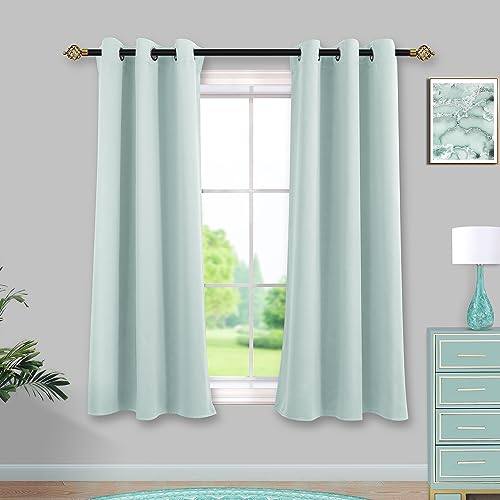 Mrs.Naturall Seafoam Green Curtains for Bathroom Window,Blackout Short Curtains for Bedroom Kitchen,45 Inch Length,Mint Green/Aqua - color: Egg Blue, size: 34"W x 45"L (Pack of 2)