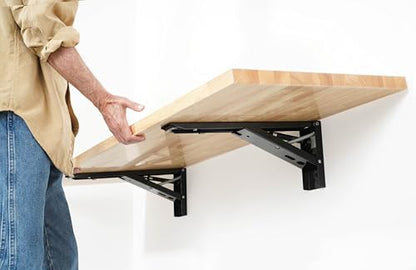 SafeRacks 48" Heavy Duty Wall Mounted Folding Table & Workbench - size: 48"