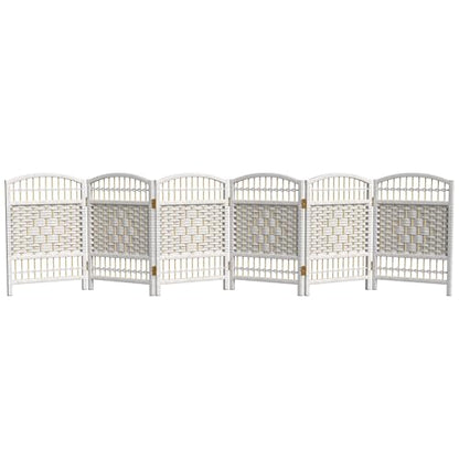 Red Lantern 2 ft. Short Fiber Weave Folding Screen - White - 6 Panels - color: White, size: 6 Panel