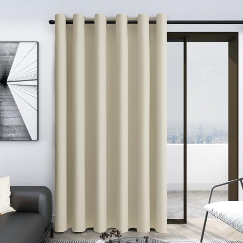 Deconovo Room Divider Curtains for Living Room 84 Inches Long, Door Curtain | Sliding Door Curtain 1 Panel, Wide Blackout Curtain, Privacy Drape for Patio Door, Light Beige, 80 x 84 Inch - color: Light Beige, size: 80"W x 84"L (Pack of 1)
