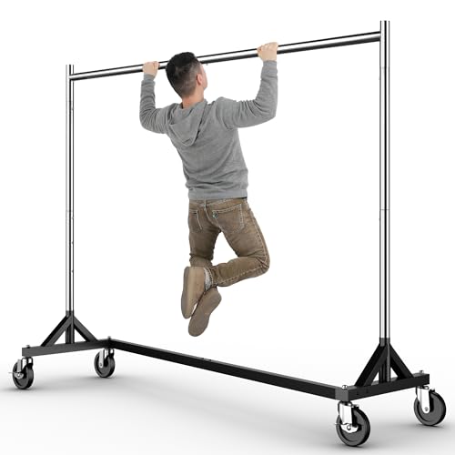 HOKEEPER Commercial Z Base Garment Rack Hold 500LBS Heavy Duty Clothing Rack Adjustable Rolling Clothes Rack for Hanging Clothes Racks on Wheels Portable Z Rack, Chrome Finish | Portable Z Rack, Commercial Heavy Duty Clothing Rack Rolling Garment Rack 24"