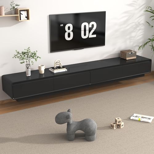 chartustriable 94.5" Minimalist Floating TV Stand for TVs up to 100 Inches, Modern Wall Mounted Media Console with 2 Drawers, Entertainment Center for Living Room, Black - color: Black, size: 94.5 Inch