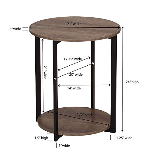 Household Essentials Wooden Side End Table with Storage Shelf | Ashwood - color: Ashwood