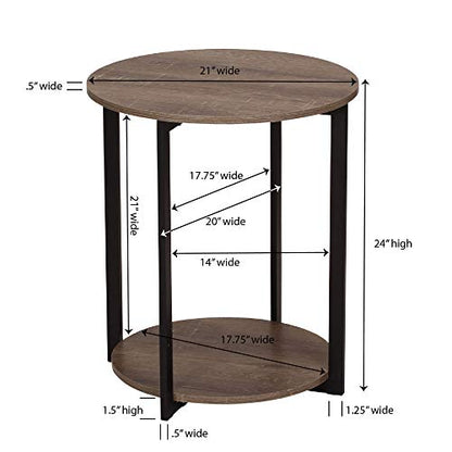 Household Essentials Wooden Side End Table with Storage Shelf | Ashwood - color: Ashwood
