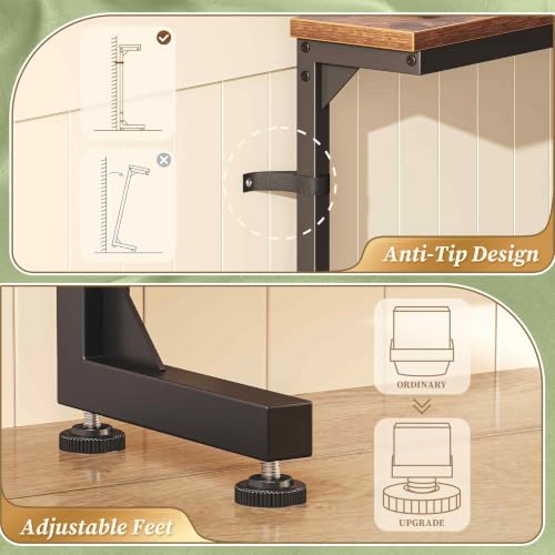 Huuger 94.5-110.2'' Extendable Behind Couch Table with Outlets, Rustic Brown - color: Rustic Brown, size: 94.5- 110.2"W x 29.5"H
