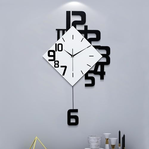 Decorative Wall Clock for Living Room Large Modern Clocks Silent | Pendulum Battery Operated for Bedroom Office Kitchen Home Decor Black Wood Silent Analog Wall Clock Non Ticking 11.8*19.7inch - size: 12*20 inch