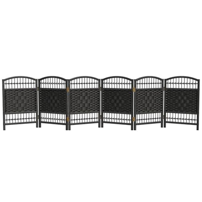 Red Lantern 2 ft. Short Fiber Weave Folding Screen - Black - 6 Panels - color: Black, size: 6 Panel