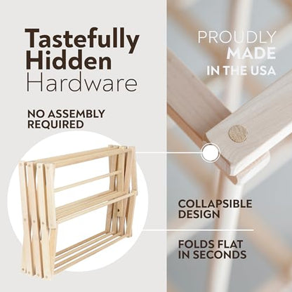 Clothes Drying Rack: Solid Maple Hard Wood Laundry Rack for Sweaters, Blouses, Lingerie & More, Durable Folding Drying Rack, Made in USA, No Assembly Needed, Large - color: Large