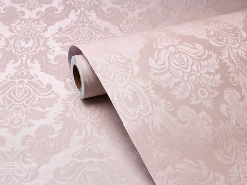 FunStick Vintage Light Pink Wallpaper Peel and Stick Textured Victorian Damask Floral Wall Paper Pink Contact Paper for Cabinets Removable Renter Friendly Wallpaper for Girls Bedroom Walls 15.8"x80" - color: Light Pink, size: 80" x 15.8"