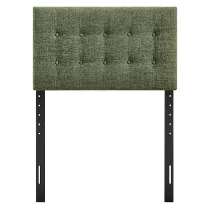 Modway Emily Twin Size Fabric Headboard in Foliage - Linen-Like Upholstery with Button Tufting and 7 Adjustable Height Positions - color: Foliage, size: Twin
