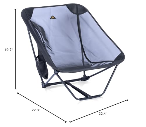 Low Ultralight Compact Folding Chair (Black Mesh) | with Side Pocket and Carry Bag, for Camping Backpacking Hiking - color: Black Mesh