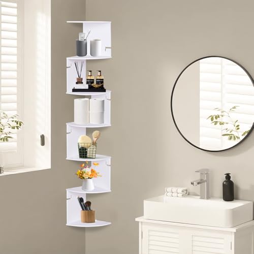 ShellKingdom Corner Shelf Wall Mount, 7 Tier Corner Bookshelf, Floating Display Shelves for Home, Living Room, Bedroom, Office, Bathroom, Small Spaces Decorations - size: 7 Tier