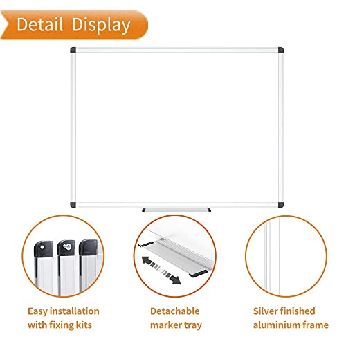 VIZ-PRO Magnetic Whiteboard, 40 x 30 Inches, Dry Erase Board for Wall | Includes 1 Eraser, 2 Markers & 4 Magnets, Aluminum Frame, for School Office and Home - size: 40 X 30 Inches