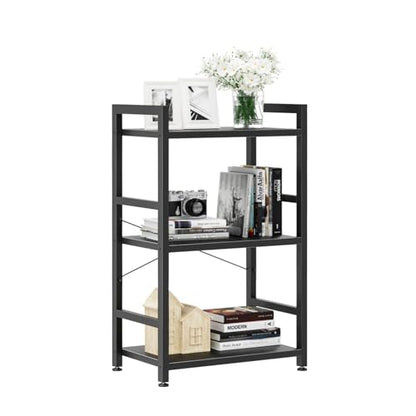 NUMENN 3 Tier Slim Bookshelf, Tall Freestanding Open Storage Bookcase, Black - color: Black, size: 3 Tier slim