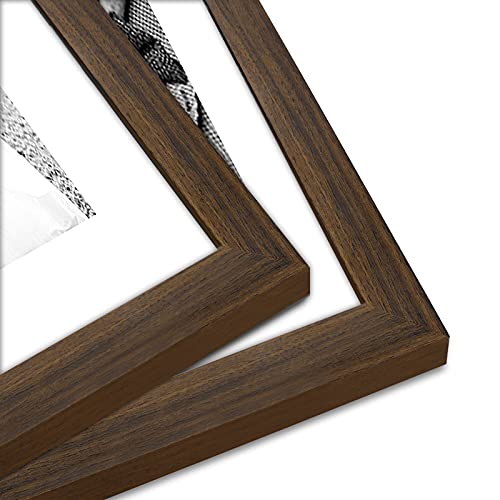 Americanflat Set of 7 Picture Frames with Shatter-Resistant Glass - Gallery Wall Frame Set with One 11x14, Two 8x10 and Four 5x7 Frames - Signature Collection - Walnut | Includes one 11x14, two 8x10 and four 5x7, shatter-resistant glass, hanging hardware