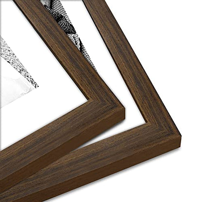 Americanflat Set of 7 Picture Frames with Shatter-Resistant Glass - Gallery Wall Frame Set with One 11x14, Two 8x10 and Four 5x7 Frames - Signature Collection - Walnut | Includes one 11x14, two 8x10 and four 5x7, shatter-resistant glass, hanging hardware