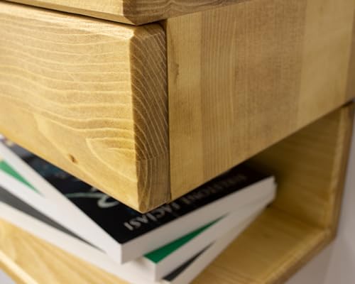 Floating Nightstand Side Accent or End Table with Storage Drawer, Wood Bedside Shelf, Handmade Floating Table (Madrid) - color: Madrid
