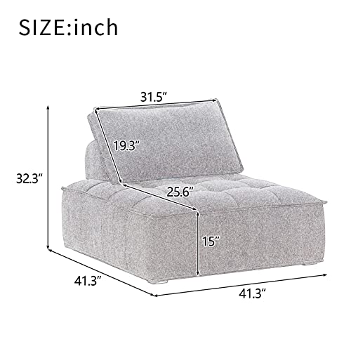 KEVINSPACE 41.3" Modular Sectional Sofa Couch, Armless Floor Chair with Black Legs and Pillow, Fabric Convertible Sofa, Variable Sectional Sofa for Living Room, Free Combination Gray White - color: 41.3" White