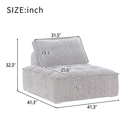 KEVINSPACE 41.3" Modular Sectional Sofa Couch, Armless Floor Chair with Black Legs and Pillow, Fabric Convertible Sofa, Variable Sectional Sofa for Living Room, Free Combination Gray White - color: 41.3" White