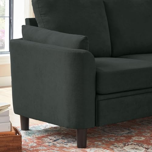 59" Loveseat Sofa, Mid Century Modern Love Seat with Back Cushions, 2-Seat Small Sofa Couch for Living Room Bedroom Small Spaces, Black - color: Black, size: Loveseat Sofa