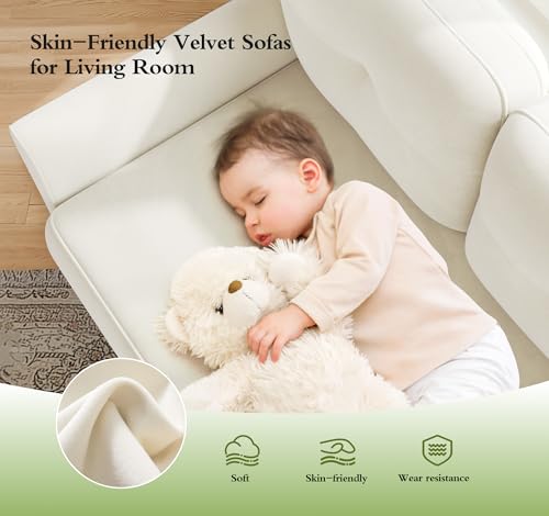 Small Sectional Couch, 83" U Shaped Couch, Modular Sectional Sofa, White | Comfy Velvet, Tool-Free Setup, 850 LBS Load Bearing, Movable Ottomans, Modern Couch, Sofas for Living Room, Bedroom Couch - color: White, size: 83" U Shape