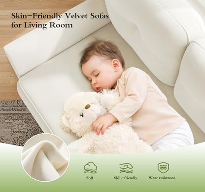 Small Sectional Couch, 83" U Shaped Couch, Modular Sectional Sofa, White | Comfy Velvet, Tool-Free Setup, 850 LBS Load Bearing, Movable Ottomans, Modern Couch, Sofas for Living Room, Bedroom Couch - color: White, size: 83" U Shape