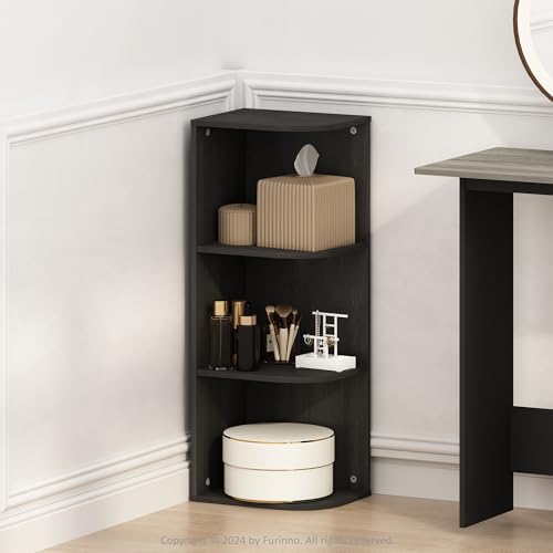 Furinno Reed Corner Shelf, 3-Tier Corner Bookshelf, Book Shelf, Corner Shelves, Storage Rack, for Organization and Storage, Home Office, Living Room, Blackwood - color: Blackwood, size: 3-Tier Corner