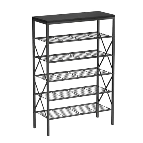 6 Tiers Shoe Rack, Large Capacity Shoe Rack Holds 32 Pairs of Shoes, Durable and Stable, Adjustable Metal Shelf Stackable Shoe Shelf for Entryway, Hallway, Living Room, Closet - color: Black, size: 27.8" x 10.8" x 39.2"